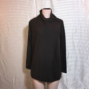 Tahari Green Long Sleeve Wrap Poncho Cape Sweater